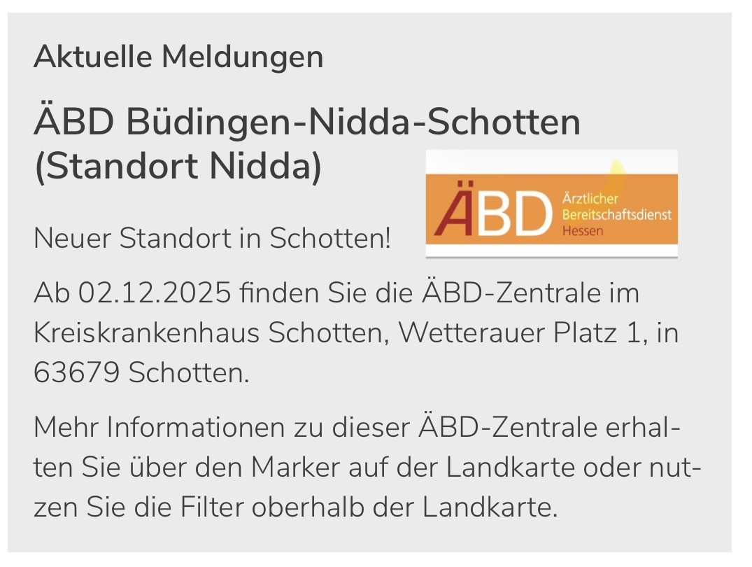 Nidda wird geschlossen, Neu im Kreiskrankenhaus Schotten