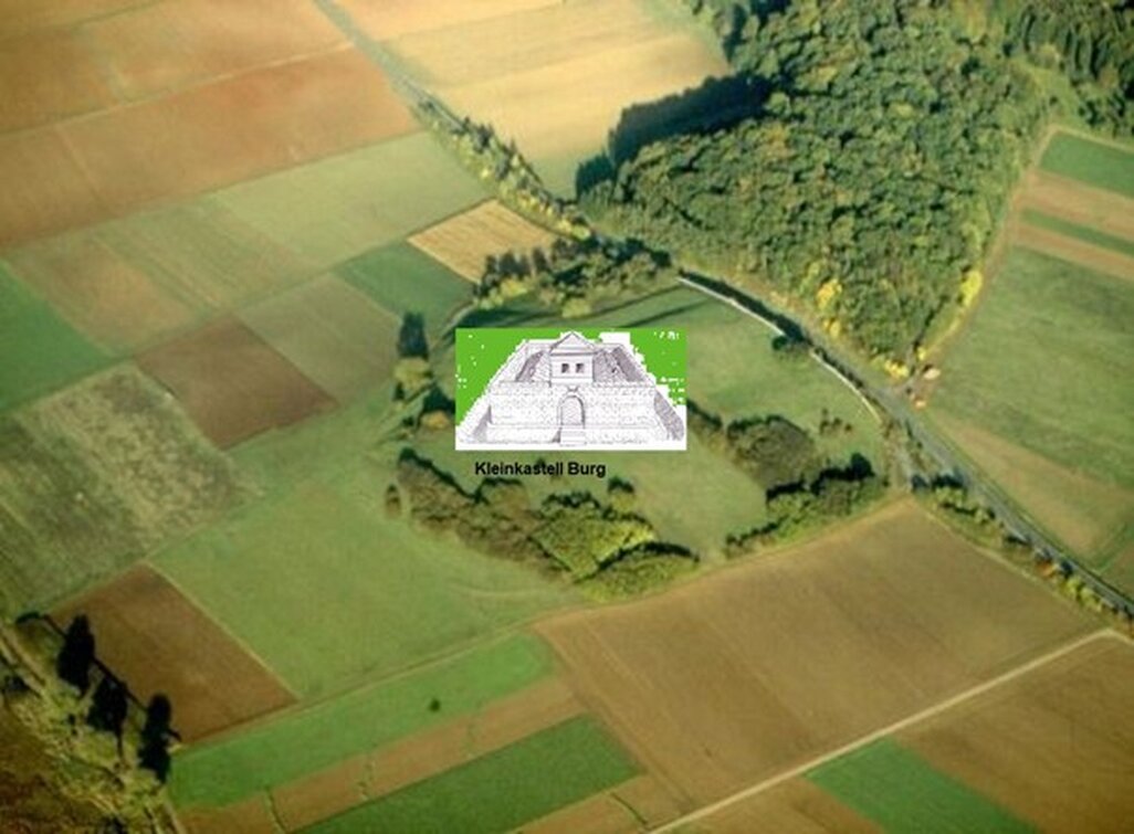 Fotomontage Kleinkastell, dessen historische Existenz und Lage als gesichert gilt.